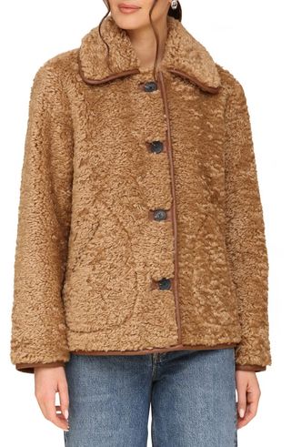 Faux Shearling Teddy Coat With Faux-Ever Leather™ Trim