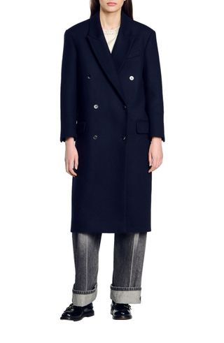 SANDRO, Long Wool-Blend Coat