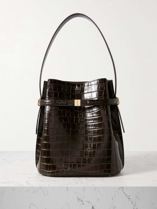 TOTEME Belted Croc-Effect Leather Tote