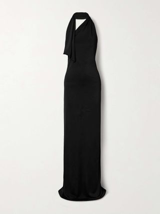 KHAITE Roza Draped Jersey Halterneck Maxi Dress