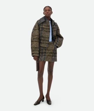 Women's Check Pressed Wool Jacket in Eclipse/black/yellow