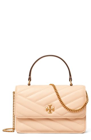 Tory Burch, Mini Kira Chevron Quilted Leather Top Handle Wallet on a Chain