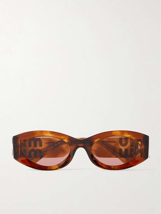 Glimpse Oval-Frame Tortoiseshell Acetate Sunglasses