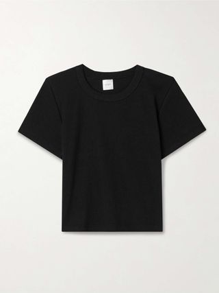 Kelly Cropped Ribbed Stretch-Cotton Jersey T-Shirt