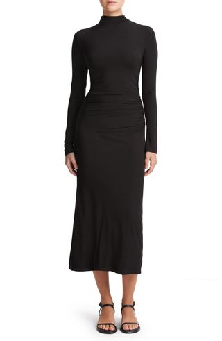 Long Sleeve Silk Knit Midi Dress