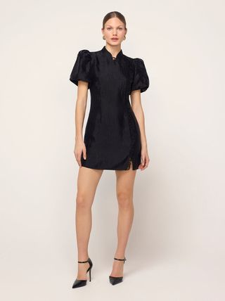 Philippa Black Moire Mini Dress