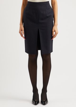 Pinstriped Wool Skirt