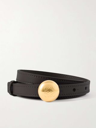 Pebble Embellished Leather Belt