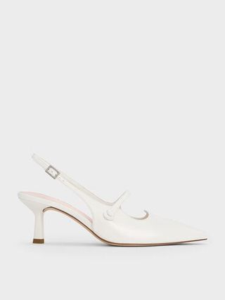 Pointed-Toe Mary Jane Slingback Pumps