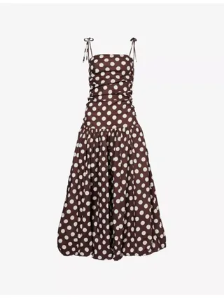 Alexa Polka-Dot Cotton-Poplin Midi Dress