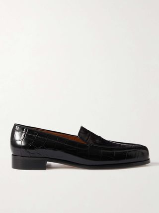 Danielle Croc-Effect Patent-Leather Loafers