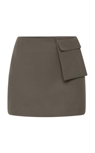 Utility-Pocket Wool-Blend Mini Skirt