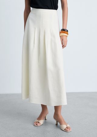 Long Linen Skirt With Pleats - Women | Mango United Kingdom