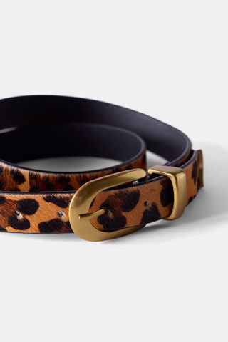 Leopard Textured Buckle Belt