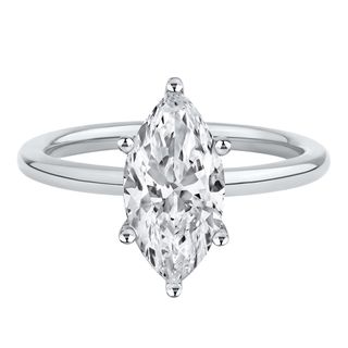 Lab Grown Diamond Solitaire Marquise Engagement Ring in 14K White Gold 