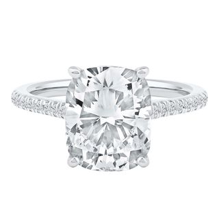 Lab Grown Diamond Cushion-Cut Engagement Ring in 14K White Gold 