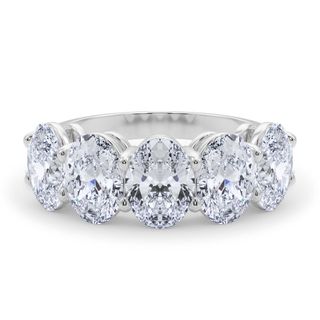 Lab Grown Diamond Oval Five-Stone Band in 14K White Gold