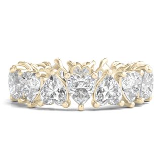 Heart-Shaped Lab Grown Diamond True Eternity Band in 14K Yellow Gold 