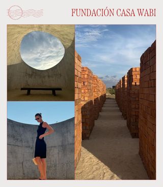 A collage of influencer imagery featuring Fundación Casa Wabi in Puerto Escondido, Mexico.