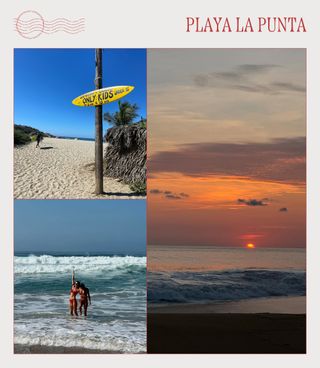 A collage of influencer imagery featuring Playa La Punta in Puerto Escondido, Mexico.