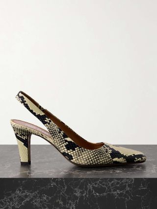 Belle Snake-Effect Leather Slingback Pumps