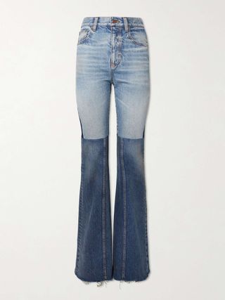 Patchwork Mid-Rise Flared Jeans