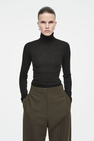 Merino Wool Turtleneck Top