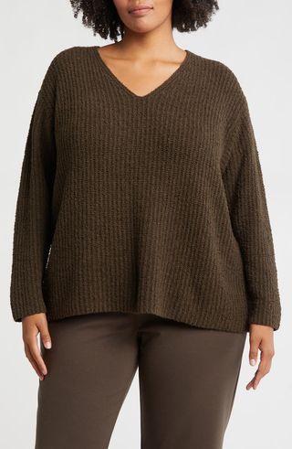 V-Neck Organic Cotton & Cashmere Blend Sweater