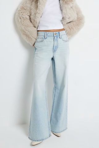 River Island Petite high waisted relaxed straight jeans