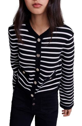 maje Striped Cardigan