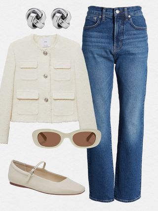 Cream and denim Nordstrom outfit