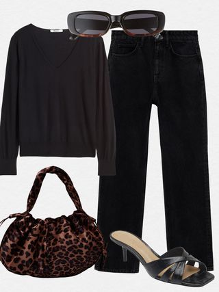 Black and leopard print outfit