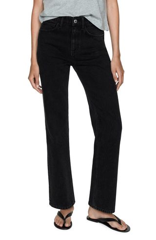 Mid Rise Straight Leg Jeans