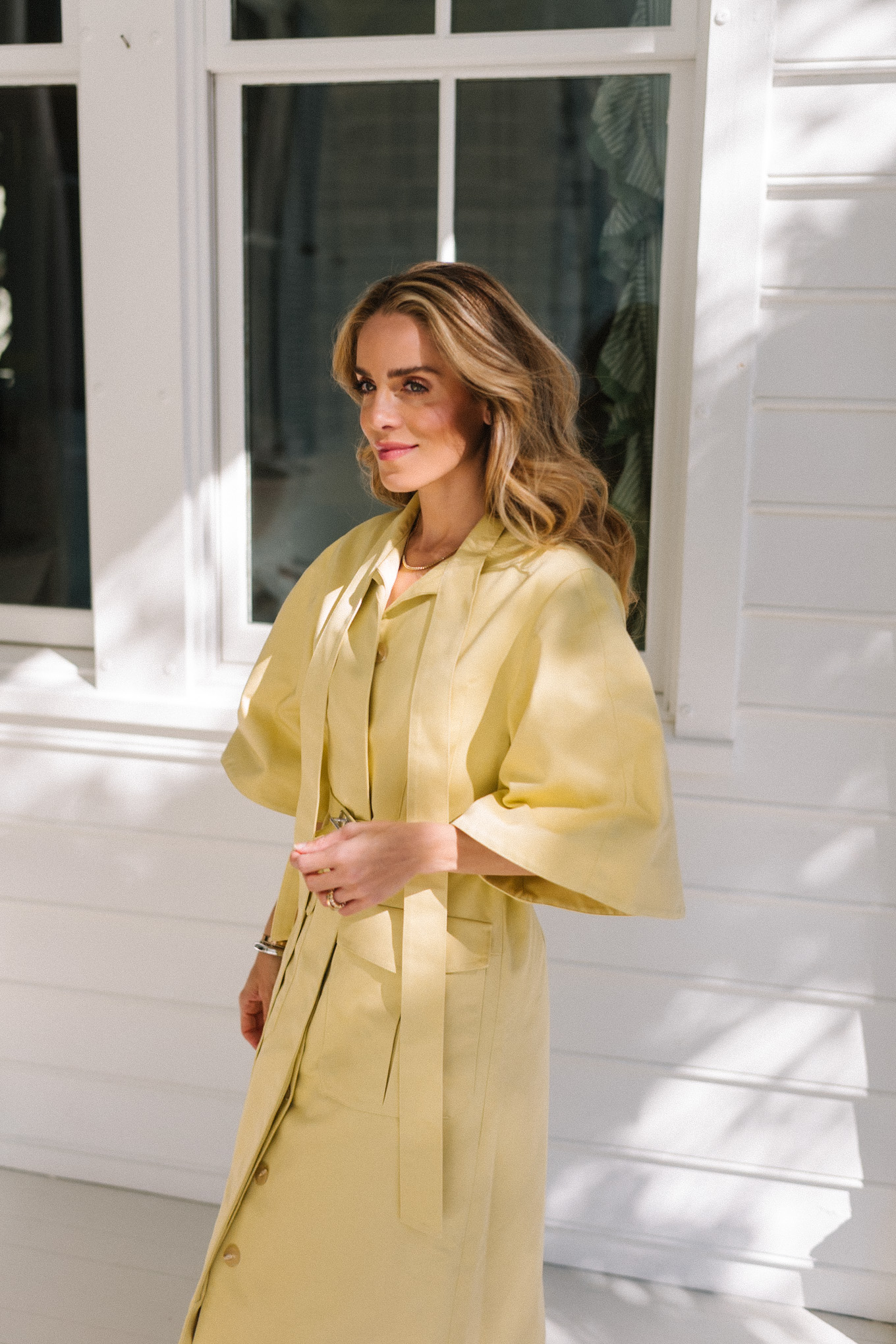 pale yellow shirtdress