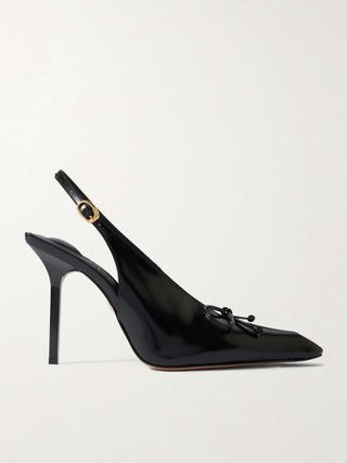 Cubisto Bow-Detailed Leather Slingback Pumps