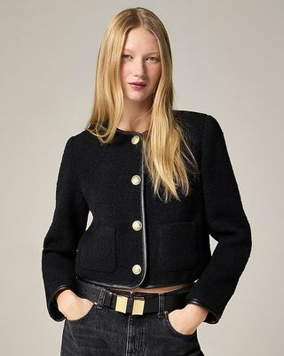 Tweed Lady Jacket With Leather Trim