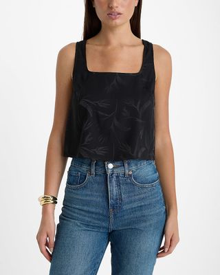 Express, Floral Jacquard Square Neck Tank