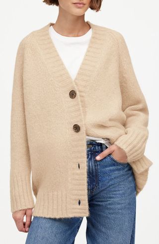 Madewell Chunky Alpaca Blend V-Neck Cardigan