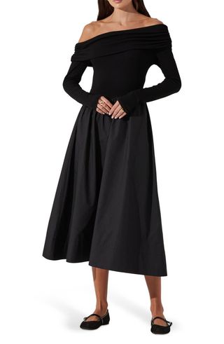 ASTR the Label Off the Shoulder Long Sleeve Dress