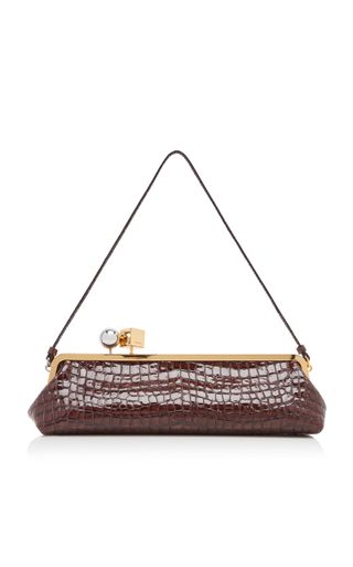 The Salon Croc-Embossed Leather E/w Clutch