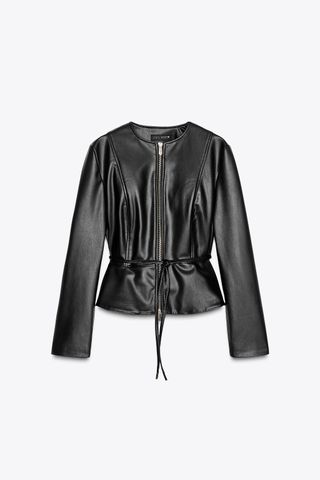 Faux Leather Peplum Jacket