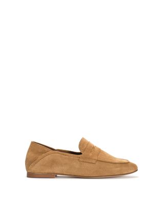 Lindsay Calf Suede Bamboo Brown