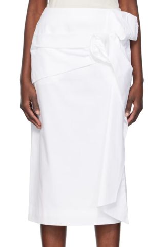 White Pressed Rose Midi Skirt