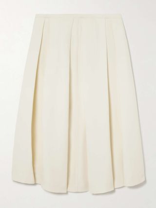 Pleated Wool and Silk-Blend Midi Skirt