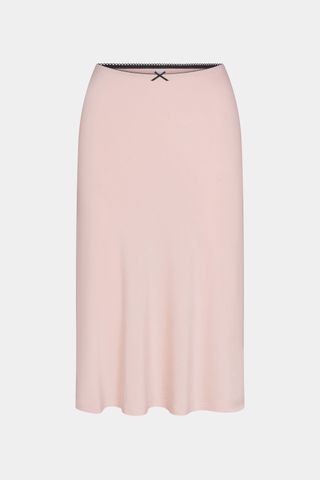 Bias Midi Slip Skirt in Petal/onyx