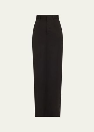 High Waisted Tailored Pillar Wool Skirt