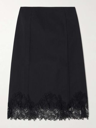 Elsain Corded Lace-Trimmed Cotton-Blend Midi Skirt