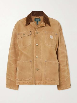 Appliquéd Corduroy-Trimmed Cotton-Canvas Jacket