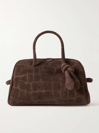 The Turismo Small Knotted Croc-Effect Suede Tote