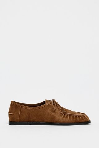 ZARA, Soft Suede Laced Loafers